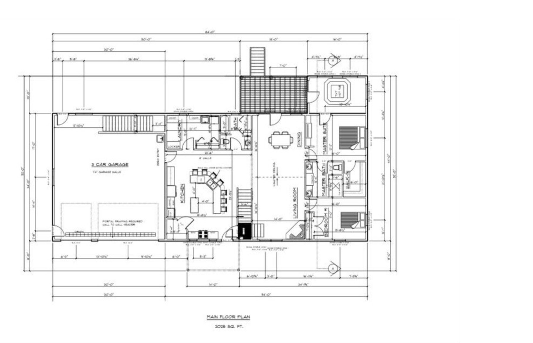 Architectural floor plan before drywall construction